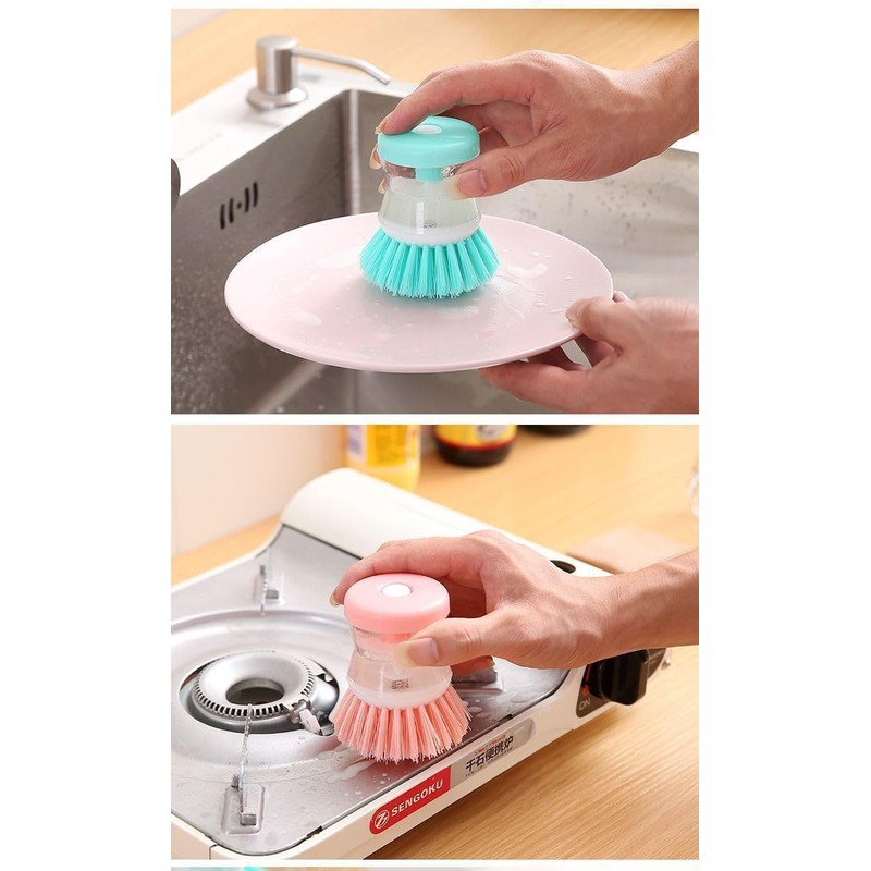 Dish Brush with Soap Dispenser for Dishes, Pots, Pans –