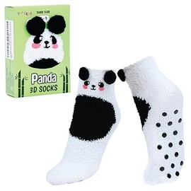 POPCRAZE Panda 3D Socks, Shoe Size 6-11, Set of 1 Pair, White and Black
