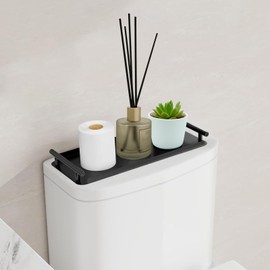 XZHXFX Toilet Paper Basket,Stainless Steel Toilet Tank Tray with Handles - Toilet Paper Storage for Bathroom & Kitchen Table - Bathroom Tray -Decorative Tray for Living Room & Cosmetic(Black)