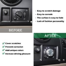 PIUGILH Car Headlight Switch Knob Cover Compatible with Hummer H2 2003-2007, Head Lamp Switch Knob Button Cover Trim (Silver)