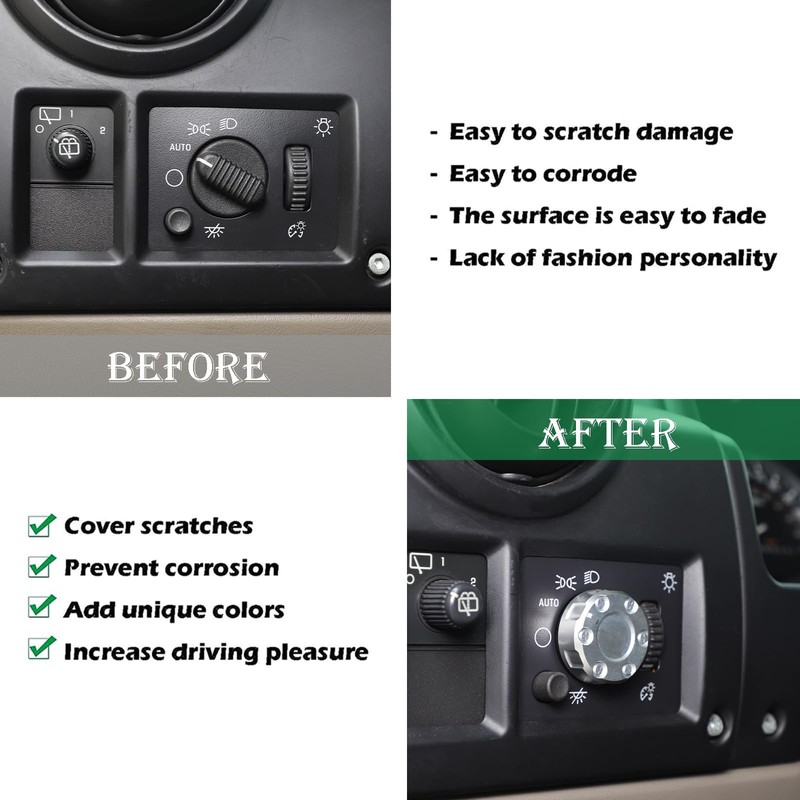 PIUGILH Car Headlight Switch Knob Cover Compatible with Hummer H2