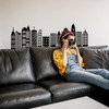 SUPERDANT Cityscape Wall Stickers City Buildings Silhouettes PVC Wall Art
