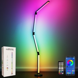 Smart Floor Lamp-2200 Lumen Corner Lamp with App and Remote Control, Lamp can be folded 360°, Music Sync and 16 Million DIY Colors, Corner Floor Lamp for Living Rooms, Bedrooms and Gaming Rooms