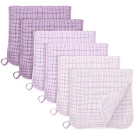 Unnivoll Muslin Cloths for Baby 100% Cotton Muslin Squares Burp Cloths Baby Essentials for Newborn Boys Girls Large 50x25CM Extra Soft and Absorbent 6 Pack - Gradient Purple