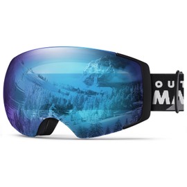 OutdoorMaster Ski Goggles PRO - Frameless, Interchangeable Lens 100% UV400 Protection Snow Goggles for Men & Women (BlackFrame IceBlueLens VLT33%)