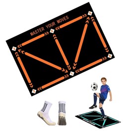 Vasedos Offical XL 90x60 Cm Pro, Football Training Mat with Socks - Large, Non-Slip Surface, Ideal for Kids' Football Training Equipment and Accessories (Neon Orange)