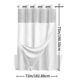 bathroom  supply Grey No Hook Shower Curtain with Snap in Liner -grey Wagonfly Double Layer Shower Curtain -Fabric Waterproof Inner Liner, White Cloth Shower Curtains Washable,72 x75 Inch showercut Home Goods:_White
