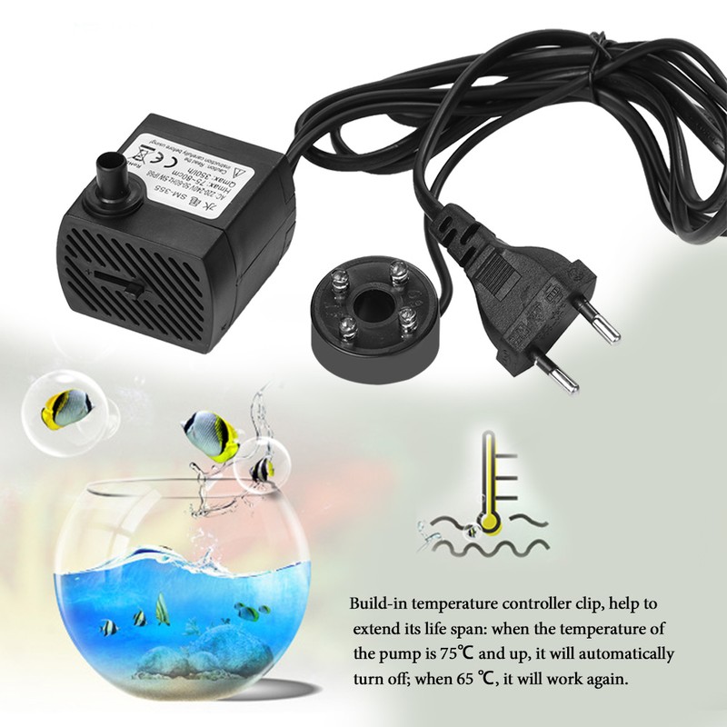 Ultra Quiet Submersible Water Pump with LED Light Fish Pond