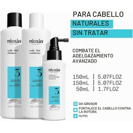 Nioxin Kit del Sistema 3 - Cabello Teñido y Dañado con Debilitamiento Leve - Champú, Acondicionador y Tratamiento del Cuero Cabelludo (150+150+50ml)