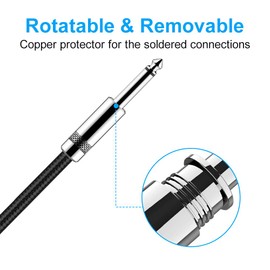 Cable de Guitarra, Cavo Audio Professionale, Adaptador de Audio Estéreo Balanceado Cable Trenzado de Nailon,Cable Amplificador de Bajo para Guitarra Eléctrica, Bajo, Mandolina Eléctrica (Recto, 1.8M)
