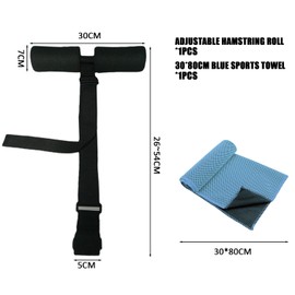 MAXQUU 1 Piece Of Sports Curling Belt, 1 Piece Of Blue Sports Towel, Sit-Up Assister, Adjustable Curling Belt, Abdominal Exercise Belt, Squat Auxiliary Curved Belt, Sports Fitness Equipment (Black)