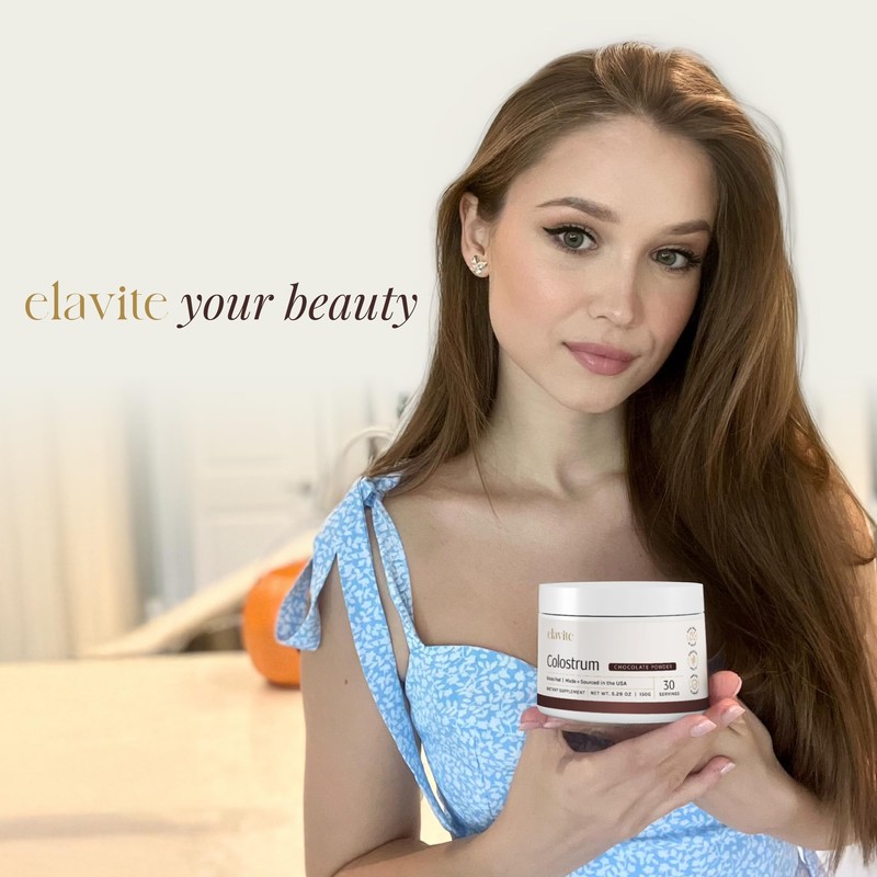 Elavite Colostrum Powder (Chocolate) Grass Fed Colostrum Supplement for Gut