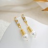 Decholly Gold Pearl Earrings for Women, 14K Real Gold Plated