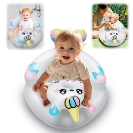 SilverChry Portable Inflatable Baby Sofa, Inflatable Baby Seat for Toddlers from 3-36 Months, Baby Seat with Back and Neck Support, Inflatable Baby Chair for Travel, Feeding, Learning to Sit (Unicorn)