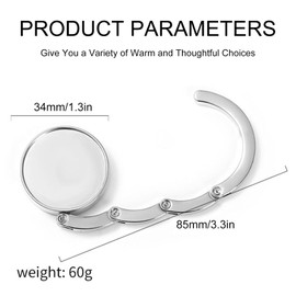 FYHJNC Foldable Zinc Handbag Hooks for Tables, White, Non-Slip Bag Holder, 2 Pack