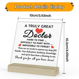 Doctor Appreciation Gifts Acrylic Plaque with Wood Stand Inspirational Thank You Gifts for Doctor Retirement Presents for Best Friend Christmas Birthday Presents Medical Graduation Desk Sign Decor