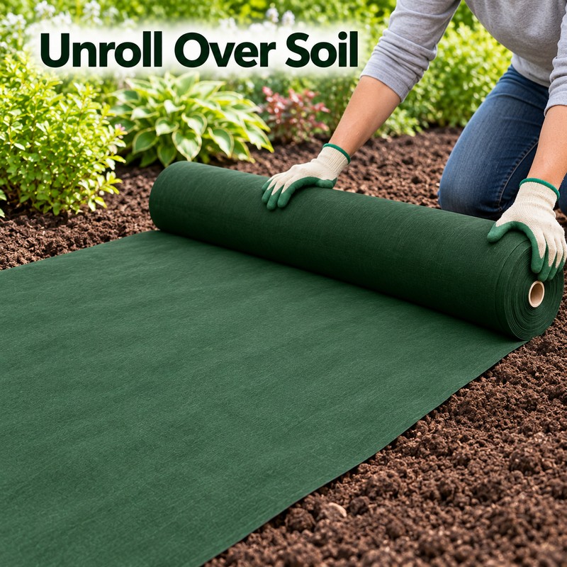 1.2Mx5M Heavy-Duty Green Weed Barrier Fabric – Non-Woven Ground Cover