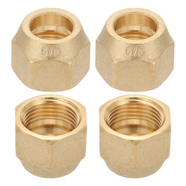 PATIKIL 5/8" Brass Flare Nut, 2Pcs 45 Degree SAE Union Tube Fitting Coupling Brass Pipe Fitting Sealing Cap Connector Adapter for Air Conditioner Copper Pipe Extension Gas Line, Matte