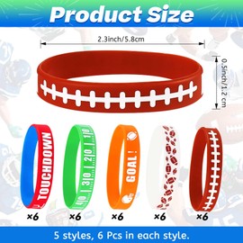 VICROIC 30 PCS Football Silicone Bracelet Rubber Wristbands, Football Motivational Rubber Bracelets for School Awards Sports Themed Party Favors
