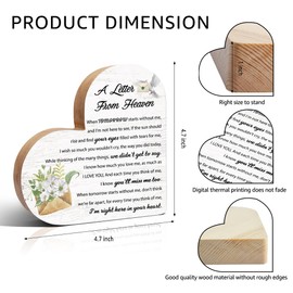 Haizct A Letter From Heaven Carrier Pigeon Wooden Heart Plaque Sign, Grief Gifts for Women, Bereavement Condolences Grief Gifts, Memorial Verse Desk Decor Gifts for Women Mom Dad Sister BFF