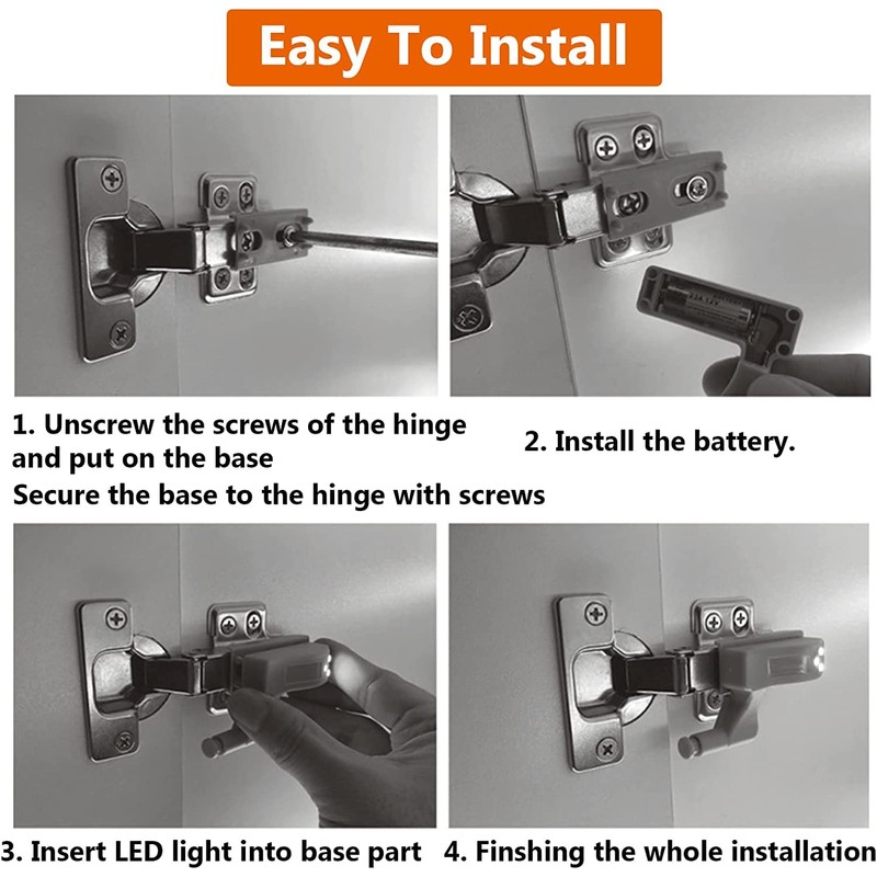 6Pcs Universal Cabinet Cupboard Hinge LED Light for Modern Kitchen