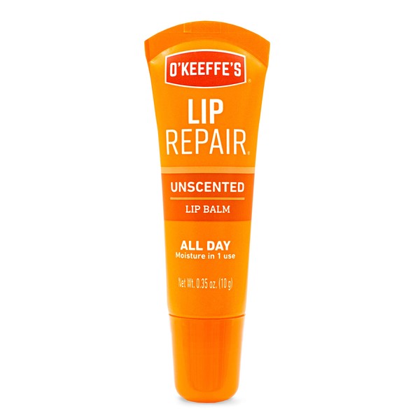 O'Keeffe's Unscented Lip Repair Lip Balm for Dry, Cracked Lips, .35 Ounce Tube, (Pack of 1)