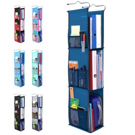 3 Shelf Hanging Locker Organizer for School, Gym, Work, Storage - Upgraded | Abra Company | Eco-Friendly Fabric Healthy for Children | Adjustable School Locker Shelf from 3 to 2 Shelves (Navy Blue)