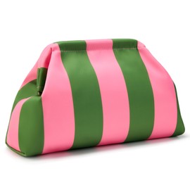 KALIDI Dumpling Clutch for Women Summer Beach Soft Cloud Purse Casual Handbag Pink Green Strip