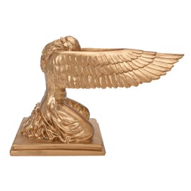 Kneeling Ark Angel Statue, Shittim Wood Arc of The Covenant Replica, Cherub Decor Statue, Praying Figurine Sculpted Wings for Home or Garden, Gold Finish Innovative Indoor Movie Props (9.4" x 9.4")