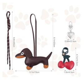 THJOPOKEEL Leather Dachshund Keychain - Adorable Dog Heart & Cherry Keyring Charm, Cute Puppy Bag Pendant for Handbags, Purses, Cars - Fashionable Dachshund Accessories Gift for Dog Lovers