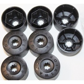 Genuine VW Volkswagen Engraved Alloy Wheel Bolt Cap Covers 17mm Includes Locking Nut Covers and Removal Tool