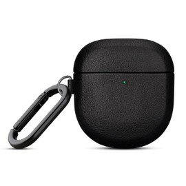 LOPIE Handmade Leather Case for Bose QuietComfort Ultra Earbuds/Quiet Comfort Earbuds II Case Cover, Fully-Wrapped with Top Grain Leather, Protective Hard Shell Cover with Clip & Cleaner Kit - Black