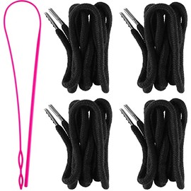 Drawstring Cords Replacement Drawstrings with Easy Threader for Sweatpants Shorts Pants Jackets Coats (Black)