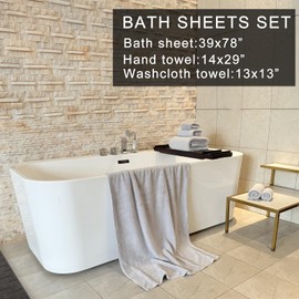 YTYC Towels,39x78 Inch Oversized Bath Sheets Towels for Adults Luxury Bath Towels Extra Large Sets for Bathroom Super Soft Microfiber 80% Polyester(Medium Gray,6 Piece)