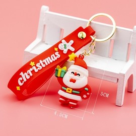 Merry Christmas Santa Claus Keychain & Mascot Gift Free Size/Gold Chain 20ea