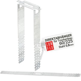 1 piece 60/225 mm direct hanger for drywall for CD profiles 60/27 ceiling hanger, material thickness 0.8 mm, U-hanger, precise ceiling profile mounting
