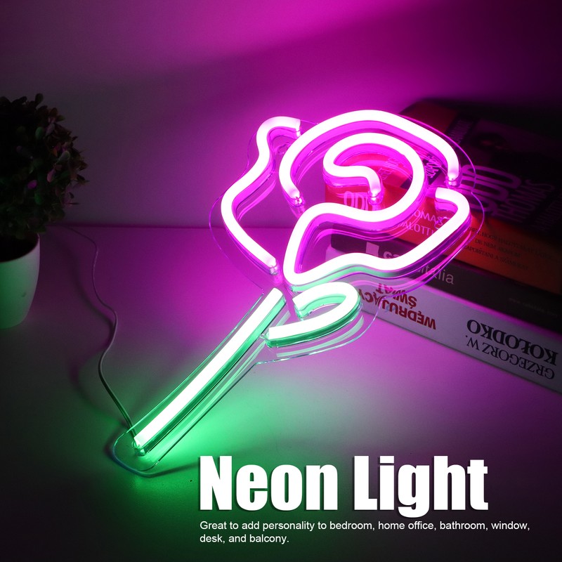 Rose Flower Neon Sign Neon Light Wall Sign for Bedroom
