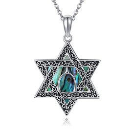 URONE Star of David Suspension Arm Chain 925 Sterling Silver Jewish Star Pendant Necklace Star of David Jewellery for Women, Sterling Silver, No Gemstone