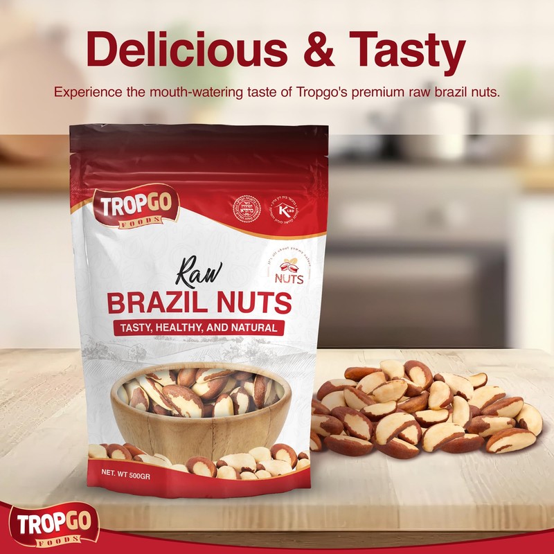Tropgo Raw Brazil Nuts 500g - Packed Fresh, 100% Natural
