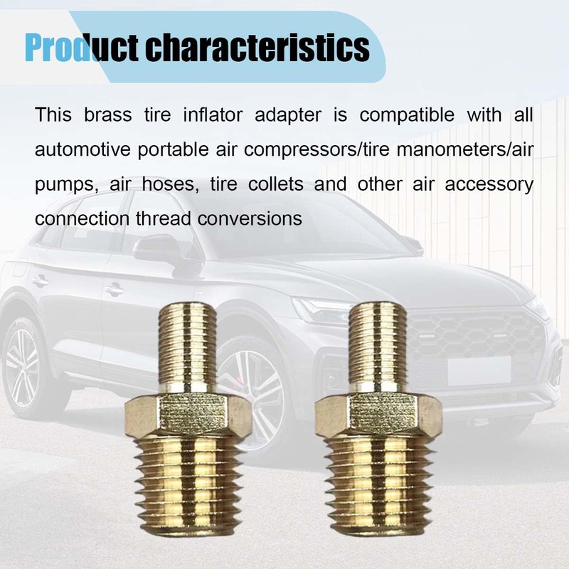 2PCS Air Inflator Adapters, Brass Tire Inflator Connector with Valve