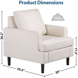 Segawe Living Room Accent Chair Armchair Single Sofa Upholstered Chair w/ Soft Cushion
