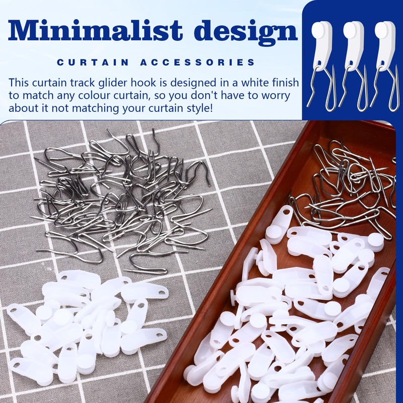 60 Sets Plastic Curtain Clips with Hook, Drapery Hooks for