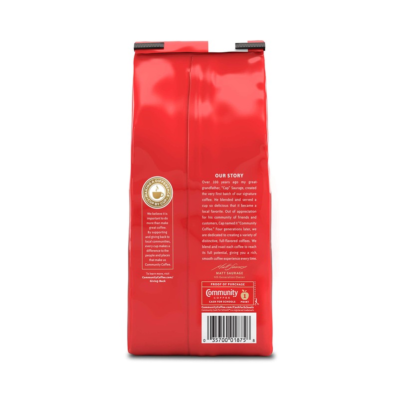 Community Coffee Signature Blend Whole Bean Coffee, Dark Roast, 12