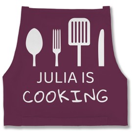 Geschenk mit Namen personalisiert by Shirtracer - Apron - Cooking Apron - Cooking with Name, 1 eggplant