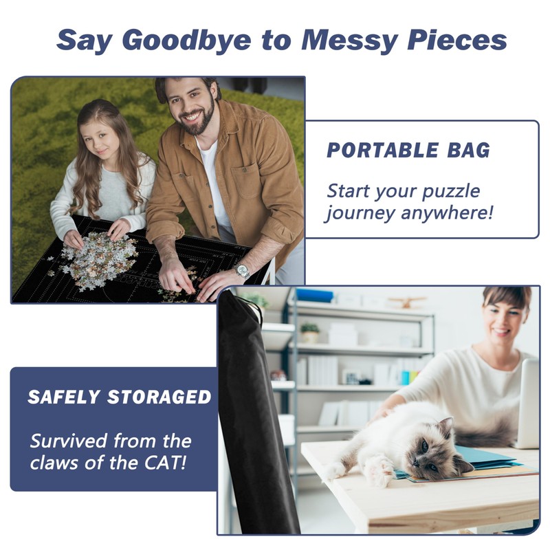 Jigsaw Puzzle Mat Roll Up - 3000 Pieces Large Gray