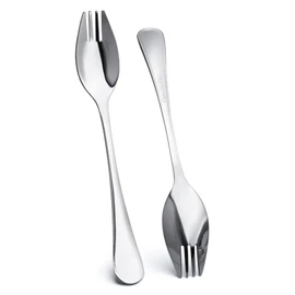 6-Pack Long Handle 18/10 Stainless Steel Sporks, 7.2 Inch | Long handle fork-spoon design for camping, home meals, desserts, salads and travel use