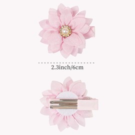 DeD 40PCS 2.3" Chiffon Flower Hair Bows Clips with Rhinestone Flower Tiny Hair Clips Fine Hair for Girls Infants Toddlers Set of 20 Pairs