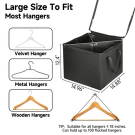 Clothes Hanger Organizer Holder, Rigid Hanger Storage Containers with Transparent Lid, Large Hanger Triangle Storage Bag, Waterproof Clothes Hanger Caddy Organizer Stacker to Keep Hangers Separate
