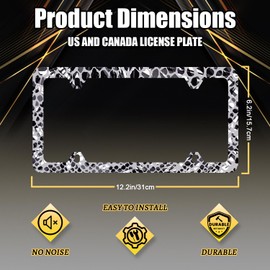 Snake Texture License Plate Frame Animal Pattern Colorful License Plate Stainless Steel Animal Car Accessory Funny License Plate Men Women Decoration Size 12.2" x 6.2" with Screws