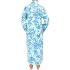 Miss Elaine Robe - Long Fleece Zipper Bathrobe with Long Sleeves and Two Pockets